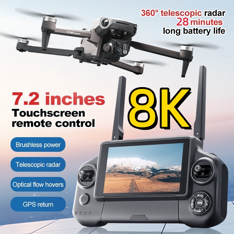Drone Gimbal 3 Axis - Drone RC Quadricóptero 8K com Gimbal