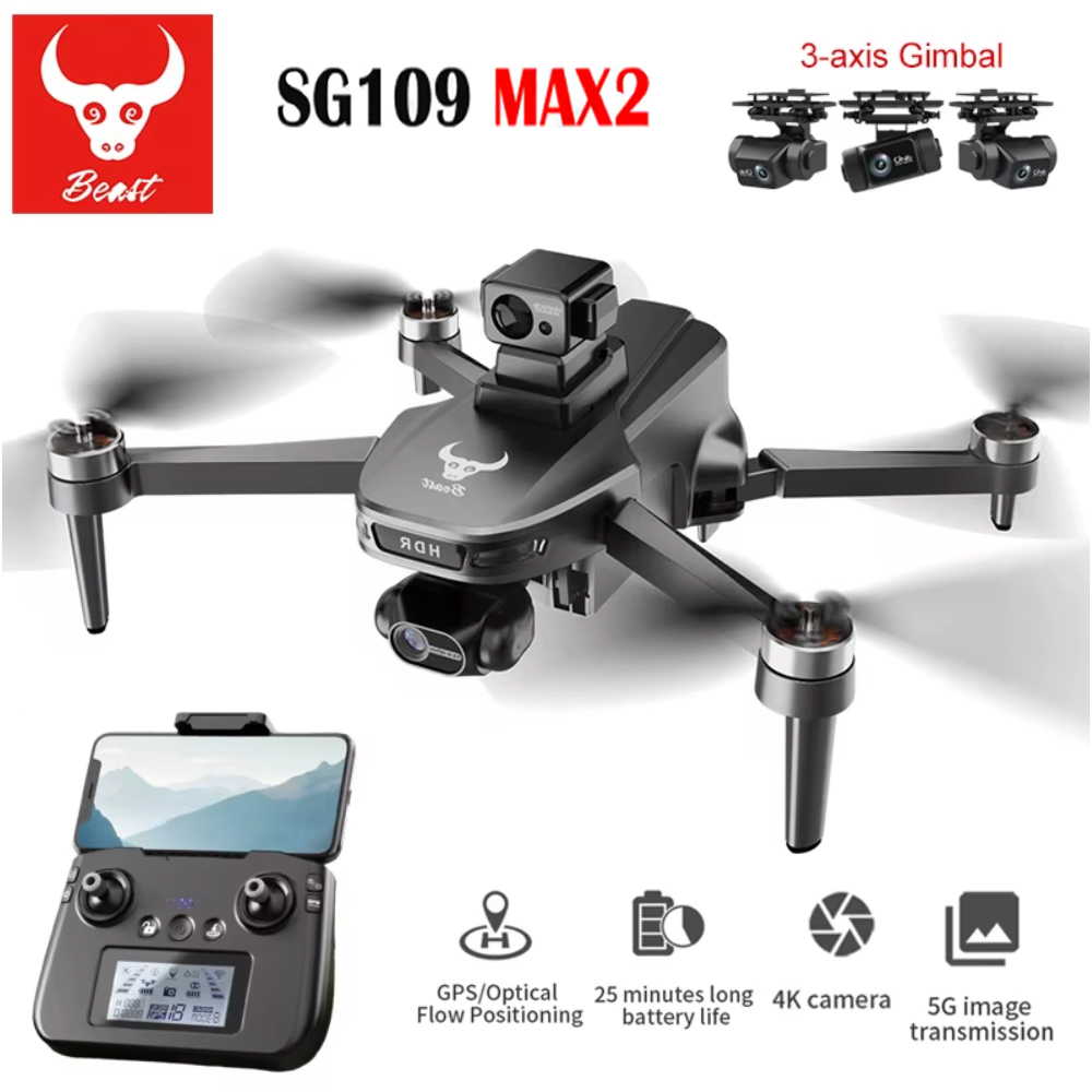 Drone Gimbal 3 Axis - Sg109 max2 profissional fpv 8k câmera